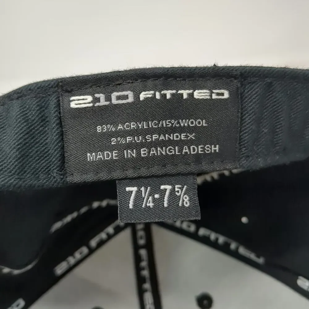 210 Fitted Baseball Cap Black 7 5/8 TB12 Logo Raised Embroidery Structured Hat